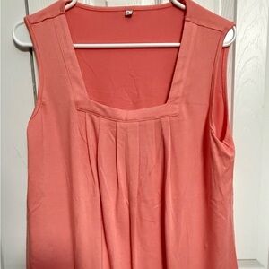 Women's Sleeveless Square Neck Coral Top